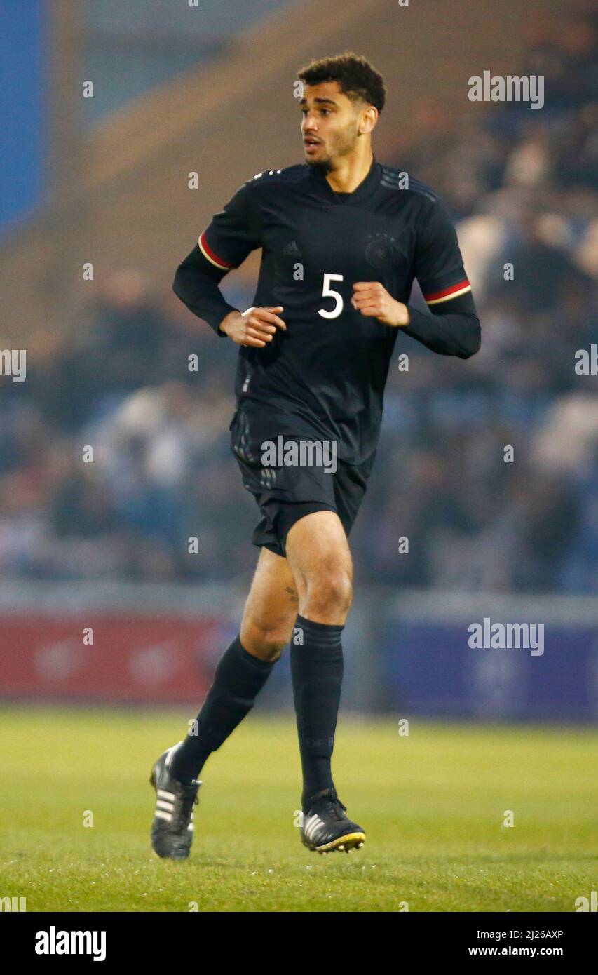 COLCHESTER, Regno Unito, MARZO 29: Jamie Lawrence di Germania Under20 durante Under 20 Internazionale tra Inghilterra Under 20 e Germania Under 20 AT Foto Stock