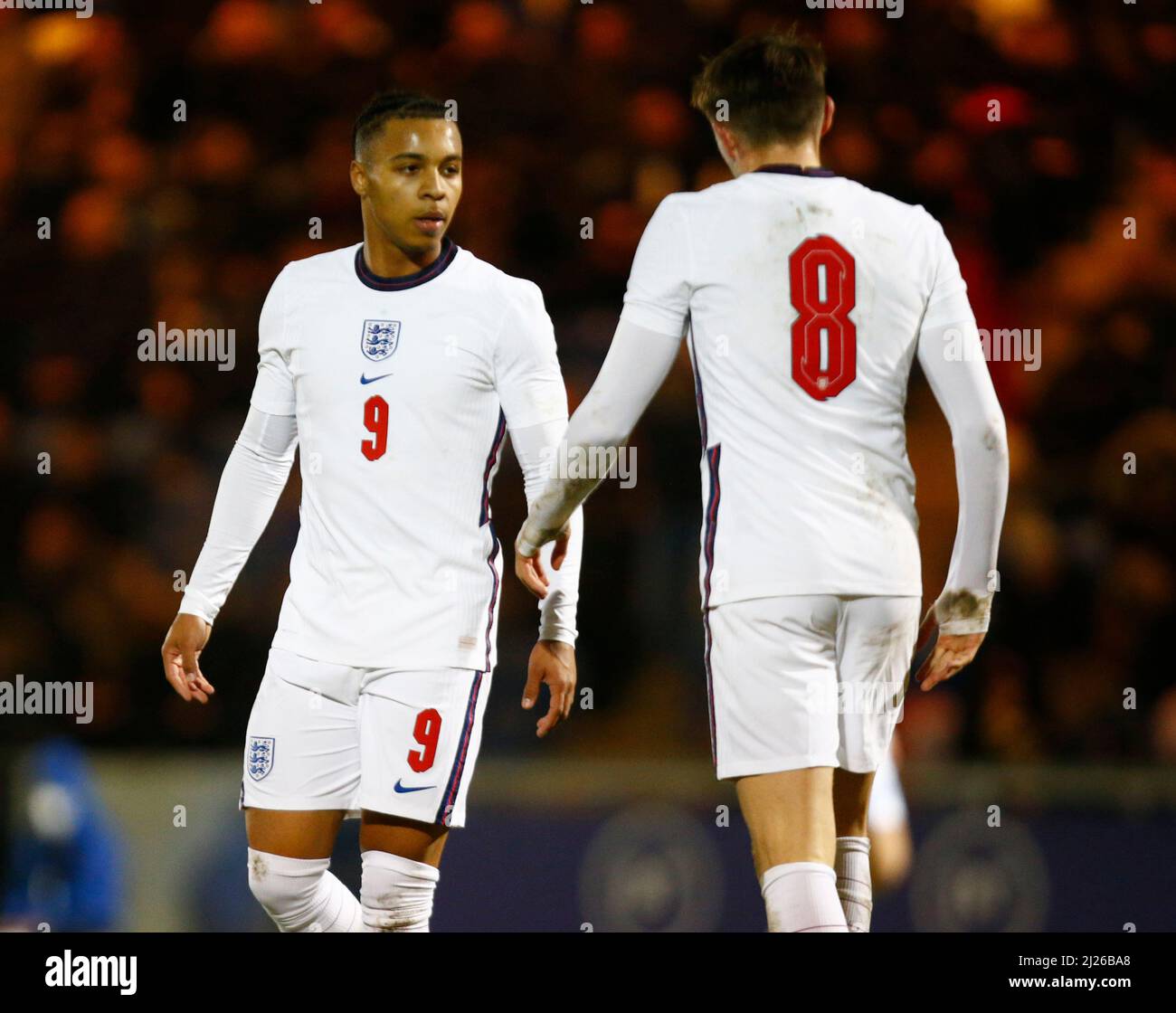 COLCHESTER, Regno Unito, MARZO 29: Cameron Archer of England U20 durante Under 20 Internazionale tra Inghilterra Under 20 e Germania Under 20 al Foto Stock