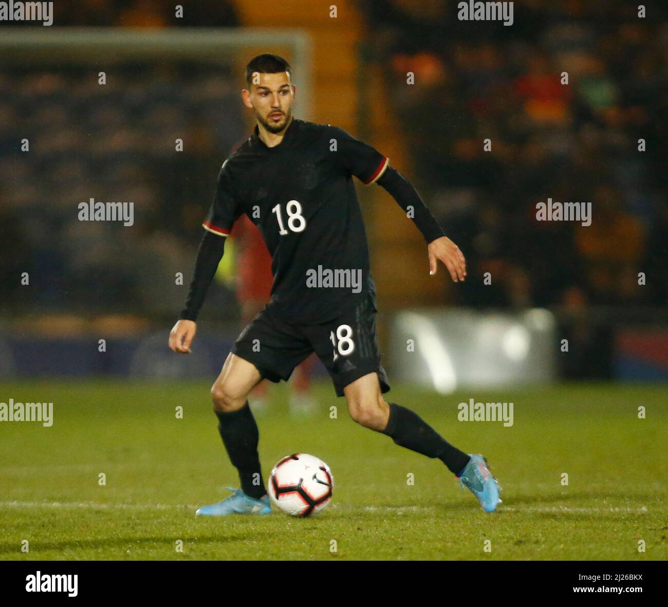 COLCHESTER, Regno Unito, MARZO 29: Soufiane Messeguem di Germania sotto 20 durante Under 20 Internazionale tra Inghilterra sotto 20 e Germania sotto Foto Stock