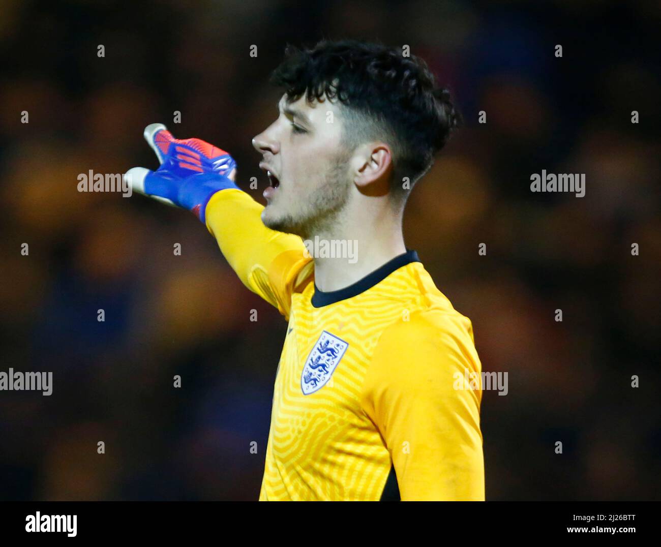 COLCHESTER, Regno Unito, MARZO 29: James Trafford of England U20 durante Under 20 Internazionale tra Inghilterra Under 20 e Germania Under 20 al Foto Stock