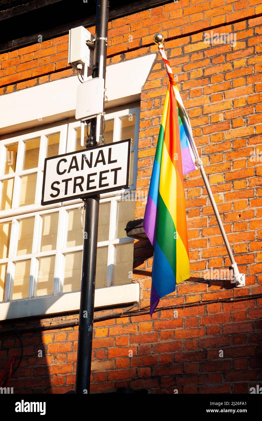 Canal Street, The Gay Village, Manchester, Inghilterra Foto Stock