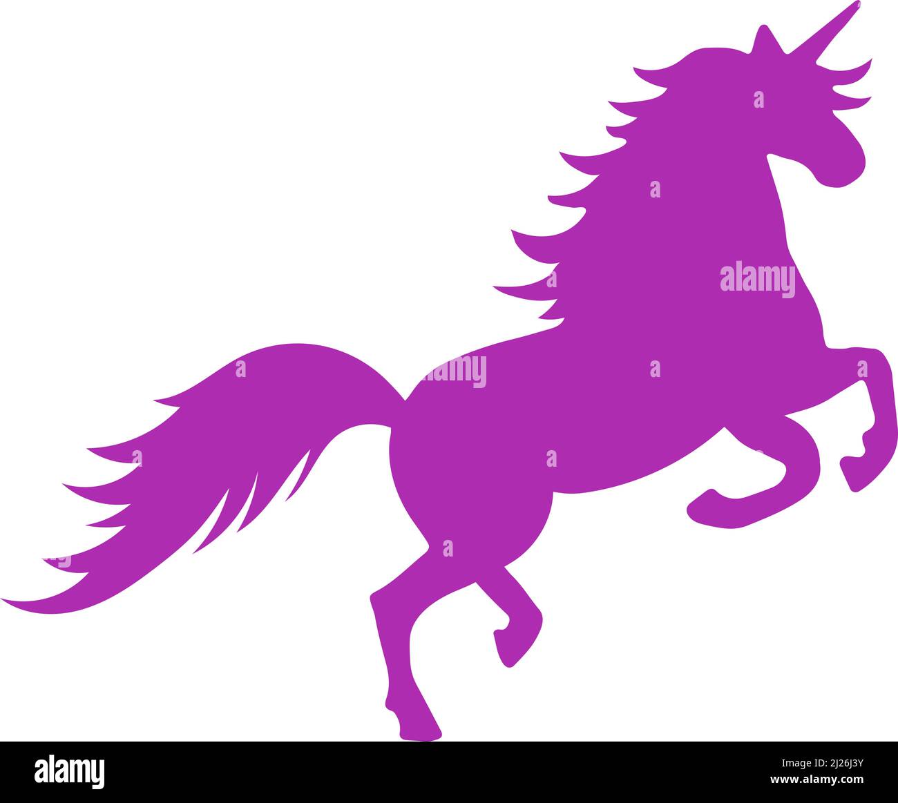 L'Unicorn si è ridato. Mitologia cavallo creatura silhouette Illustrazione Vettoriale
