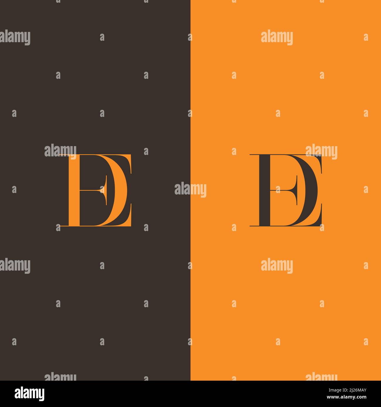 Astratto unico moderno minimo alfabeto lettera icona logo DE Illustrazione Vettoriale