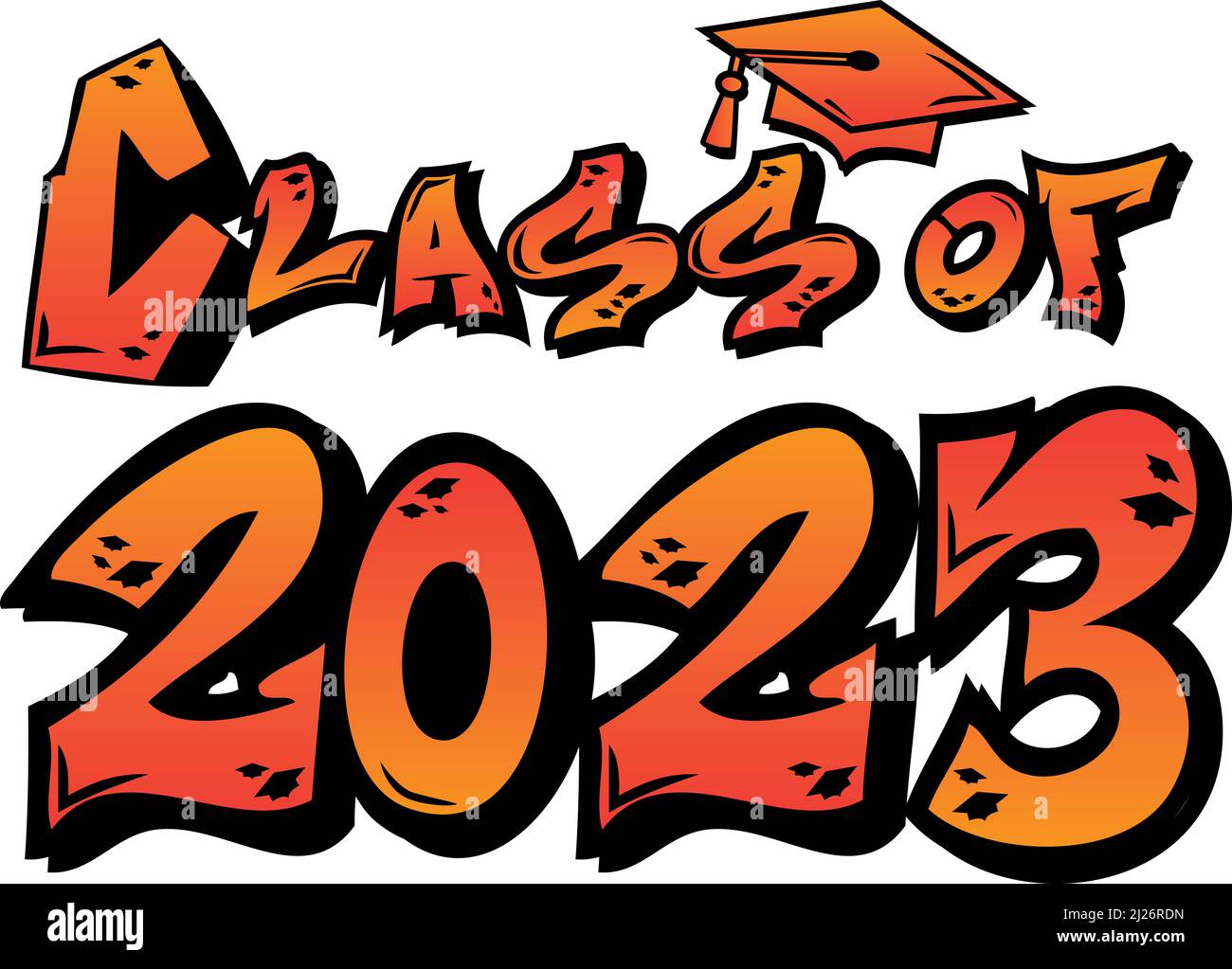 Classe di logo Graffiti rosso e arancione 2023 Foto Stock