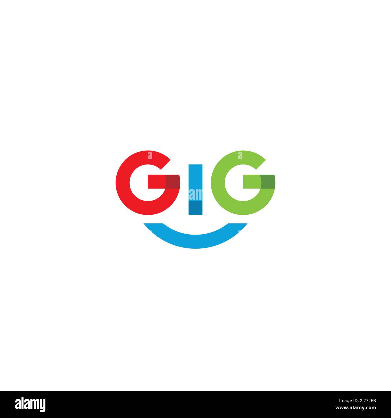 Logo Gig e Smile o design con marchio denominativo Illustrazione Vettoriale
