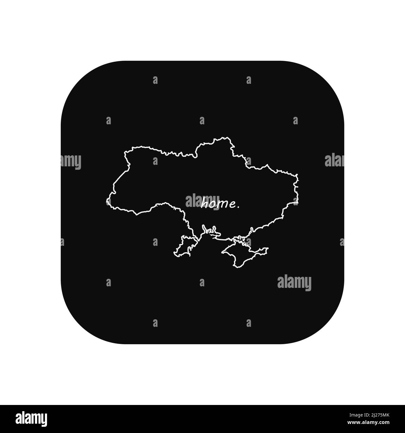 Icona per l'uso in applicazioni di vari gadget. Mappa del paese l'Ucraina è la mia casa. Stile minimalista e piatto. Illustrazione Vettoriale