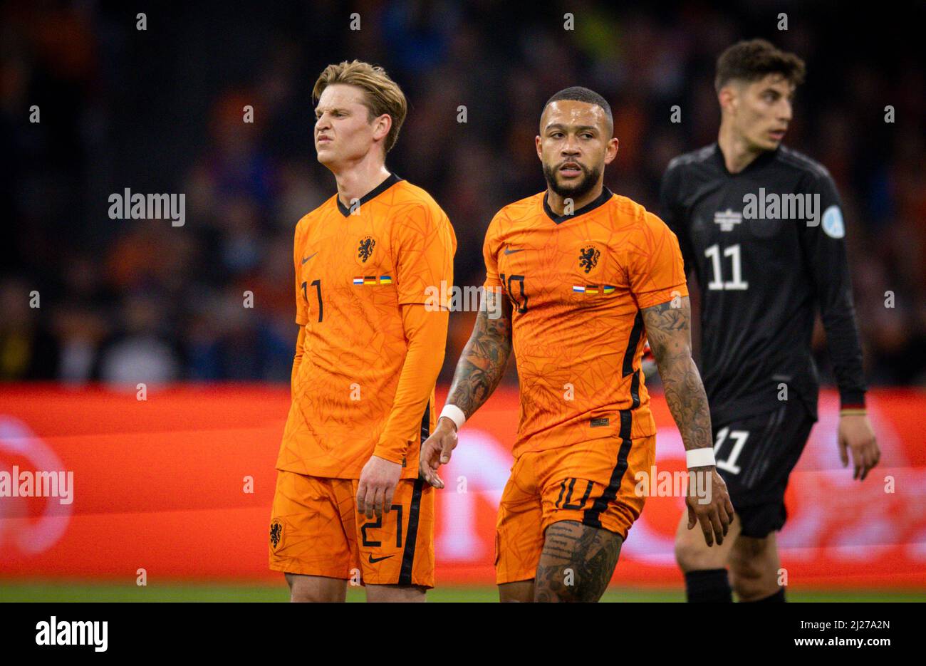 Frenkie de Jong (Niederlande), Memphis Depay (Niederlande) Niederlande - Deutschland Olanda - Germania 29.03.2022, Fussball; DFB, Saison 2021/22 Foto Stock