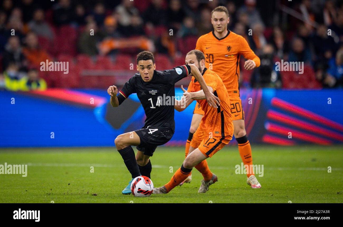 Jamal Musiala (Deutschland), Daley Blind (Niederlande) Niederlande - Deutschland Olanda - Germania 29.03.2022, Fussball; DFB, Saison 2021/22 Fo Foto Stock
