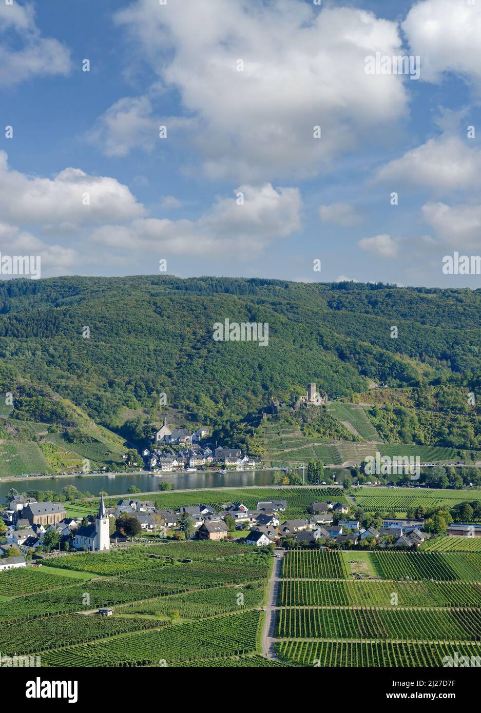 Borghi del vino di Beilstein ed Ellenz-Poltersdorf, Mosel River, Mosel Valley, Germania Foto Stock