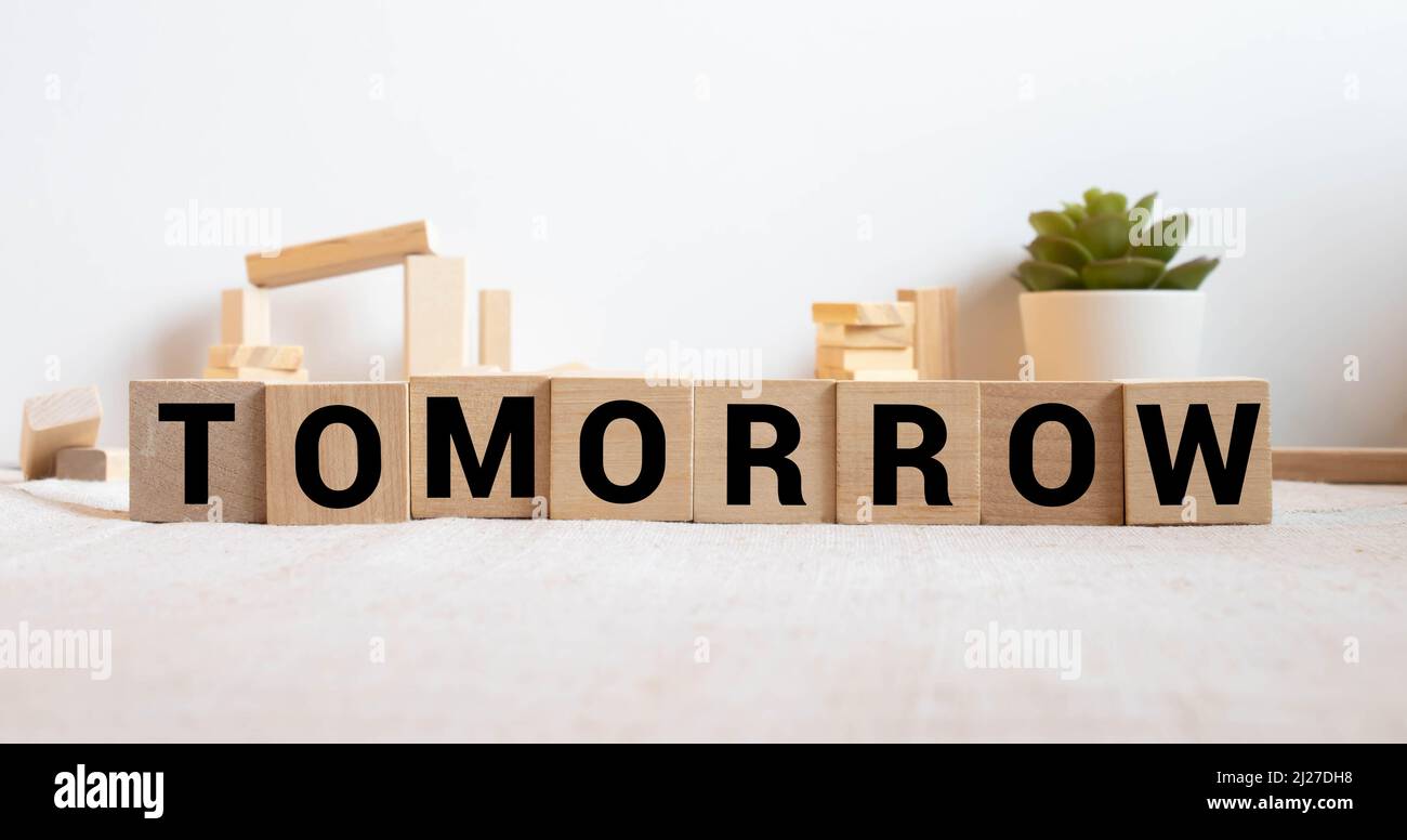 DOMANI parola su blocco concetto, business concetto Foto Stock