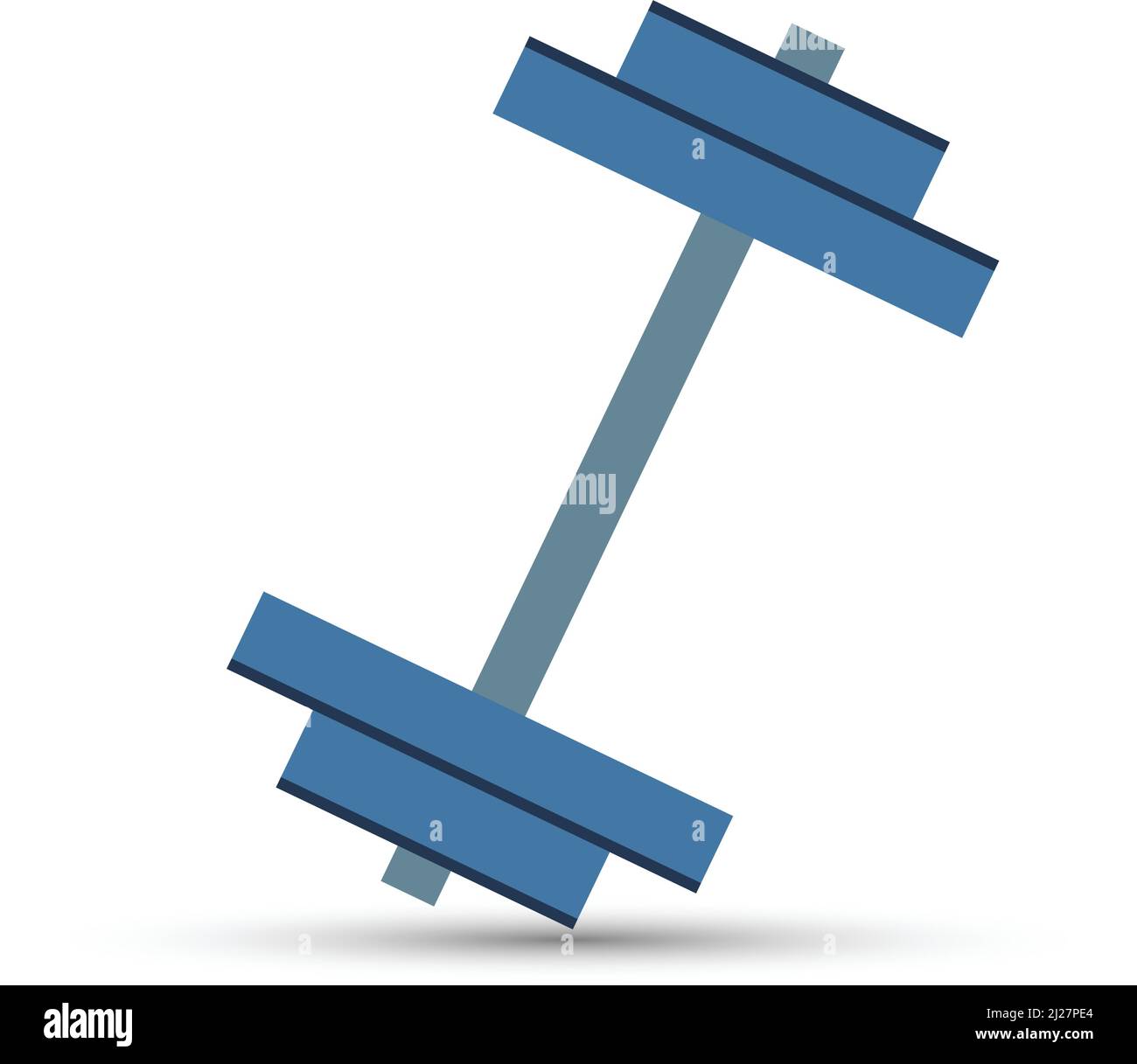 Peso del ferro dumbbell su sfondo bianco, vettore concettuale Illustrazione Vettoriale