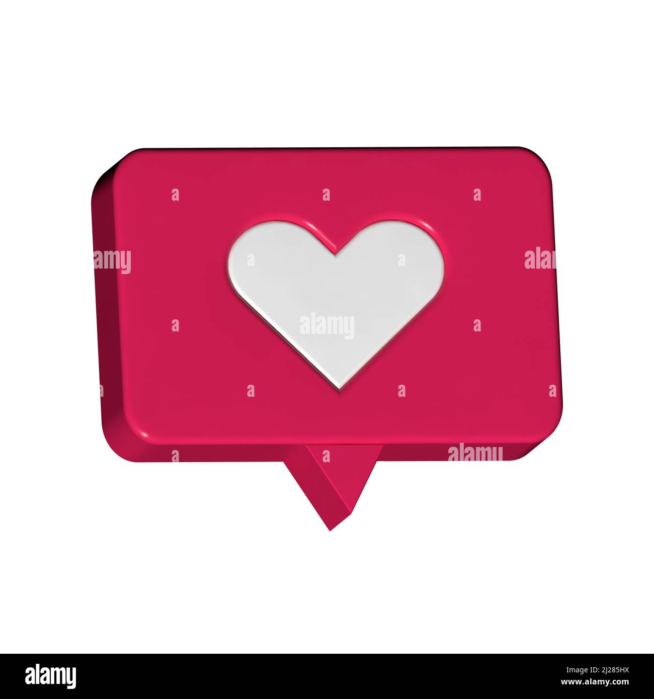 Icona di notifica dei social media. Icona simile su sfondo rosso. design 3d. Foto Stock