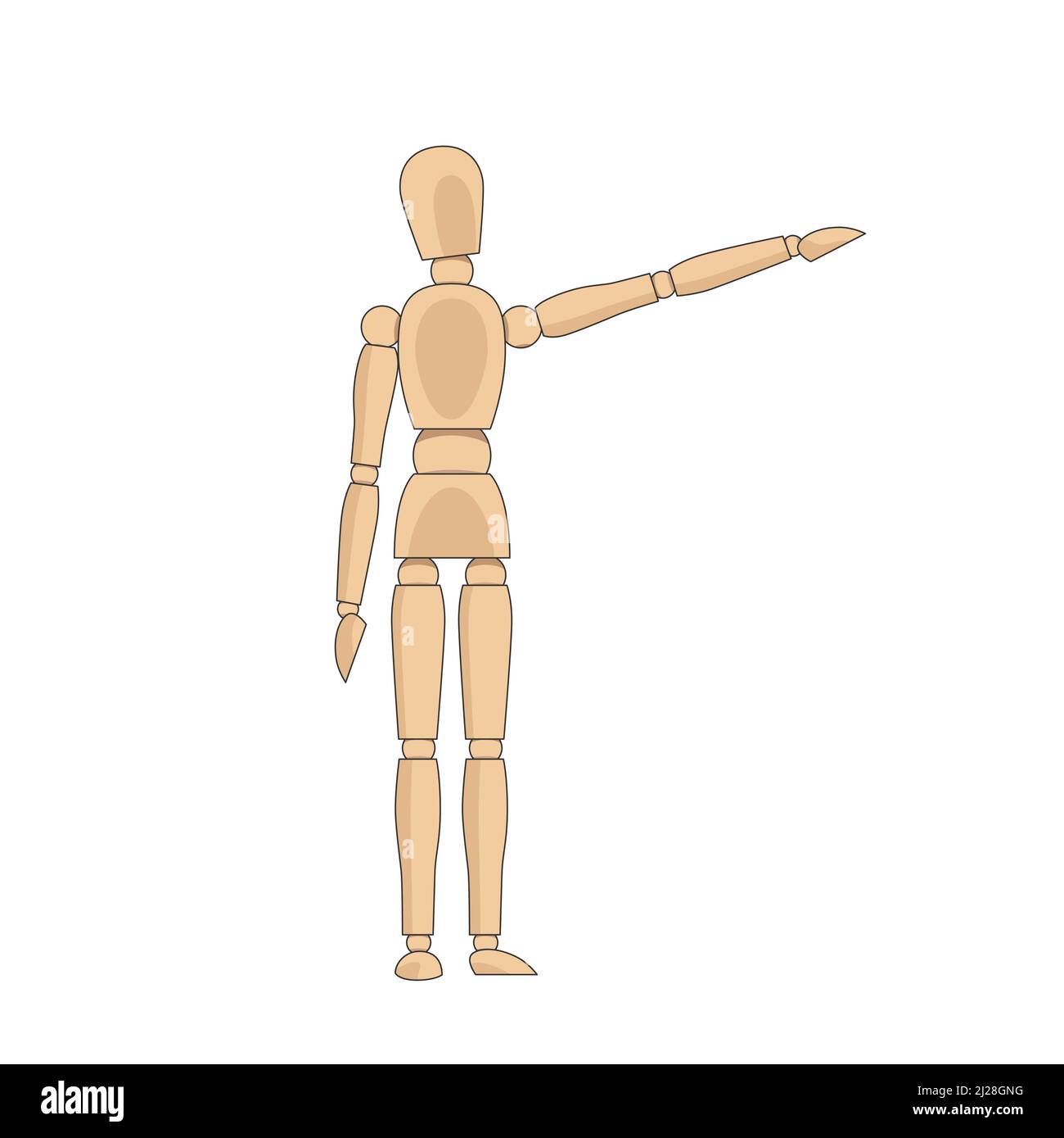 Modello uomo in legno, manichino per disegnare anatomia del corpo umano  posa. Mannequin controllo fittizio figura vettore semplice illustrazione  stock immagine Immagine e Vettoriale - Alamy