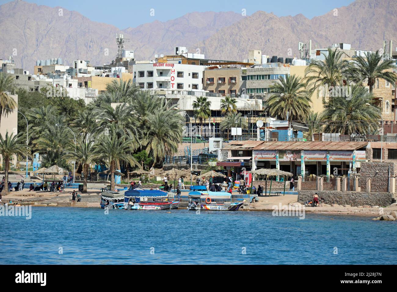 Fronte spiaggia Aqaba Foto Stock