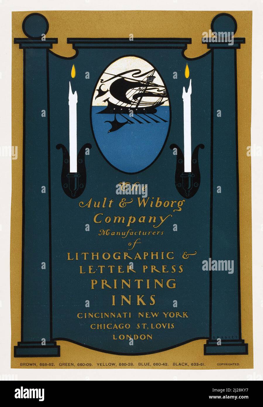 Will Bradley - Ault e Wiborg, ad. 133 (1890-1913) American Art Nouveau - manifesto antico e vintage Foto Stock