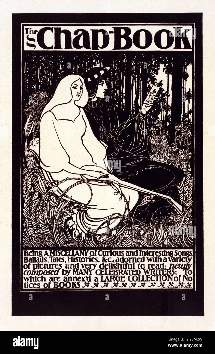 Will Bradley artwork - The CHAP-Book (1898) American Art Nouveau - copertina poster / riviste d'epoca. Foto Stock