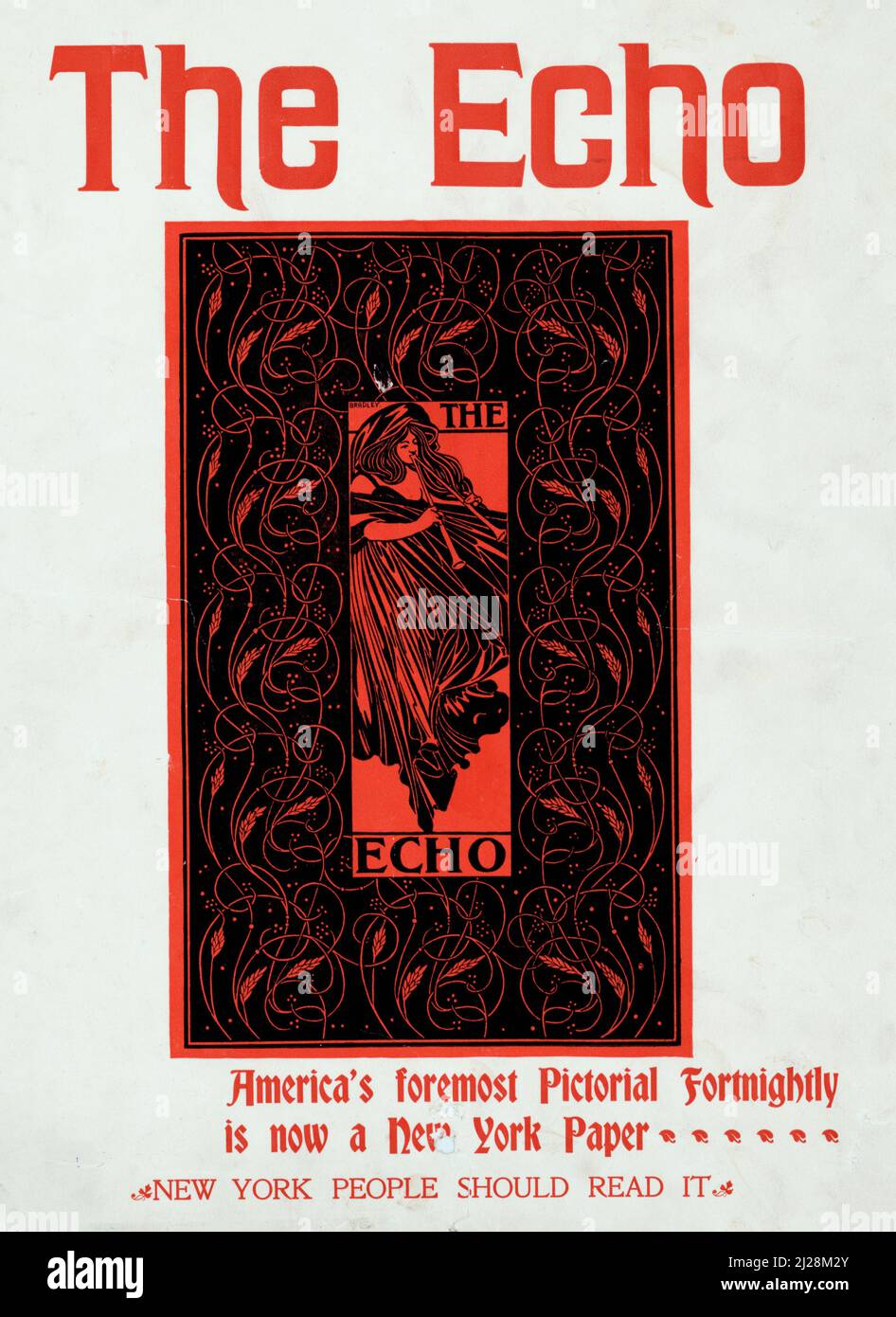 Will Bradley artwork - The Echo (1890) American Art Nouveau - Poster vecchio e vintage / copertina della rivista. Foto Stock