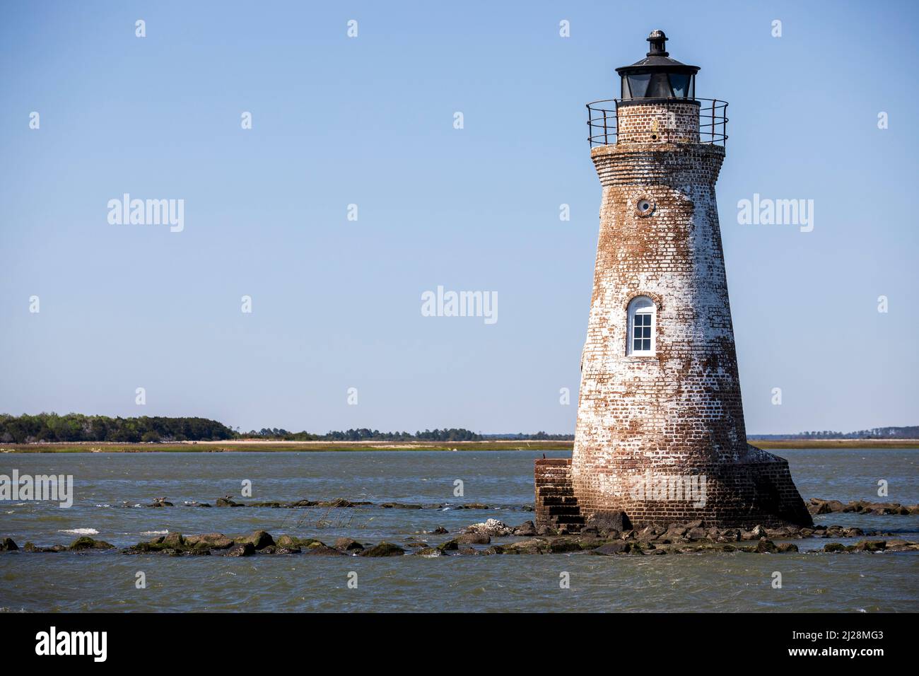 Faro di Cockspur Island vicino a Tybee Island, Georgia Foto Stock