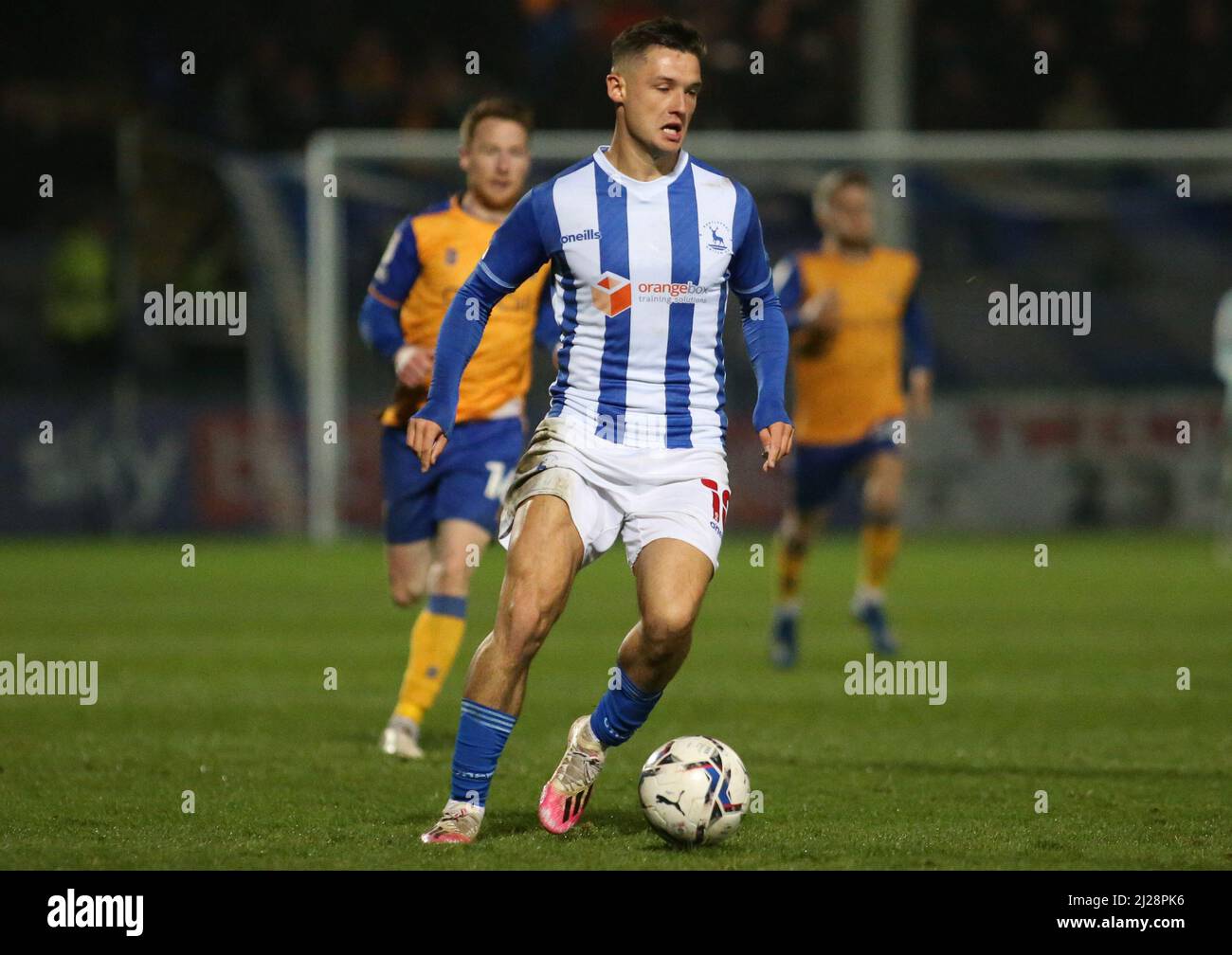 HARTLEPOOL, REGNO UNITO. MAR 29th Luke Molyneux di Hartlepool United durante la partita della Sky Bet League 2 tra Hartlepool United e Mansfield Town a Victoria Park, Hartlepool martedì 29th marzo 2022. (Credit: Michael driver | MI News) Credit: MI News & Sport /Alamy Live News Foto Stock