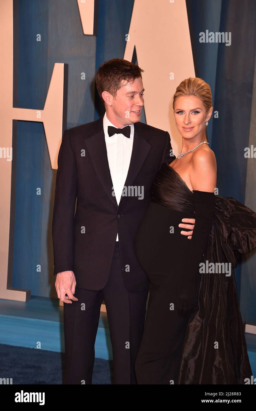 LOS ANGELES, CALIFORNIA - Marzo 27: Nicky Hilton Rothschild e James Rothschild Arrivi per il Vanity Fair Oscar Party ospitato da Radhika Jones a t Foto Stock