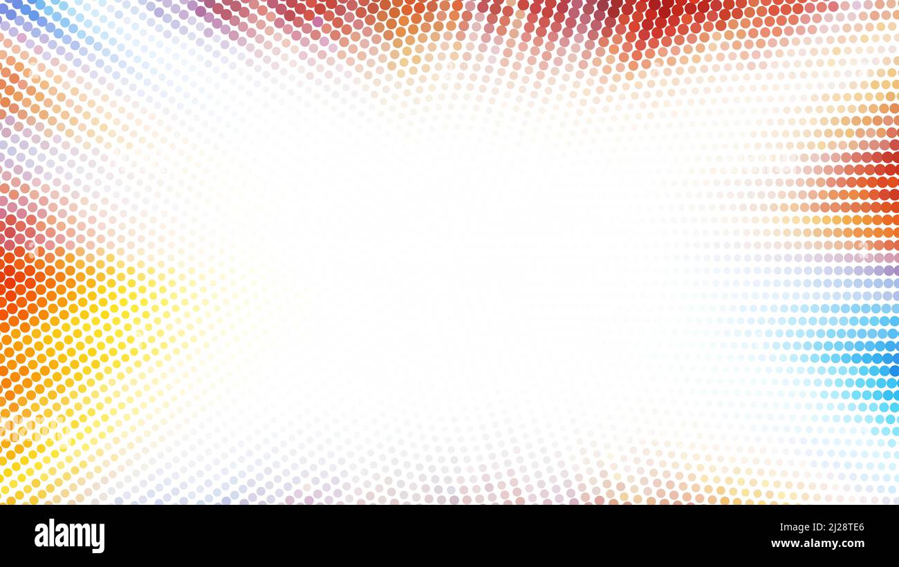 Astratto semplice sfondo da discoteca punteggiato multicolore con effetto halftone. Motivo grafico vettoriale colorato Illustrazione Vettoriale