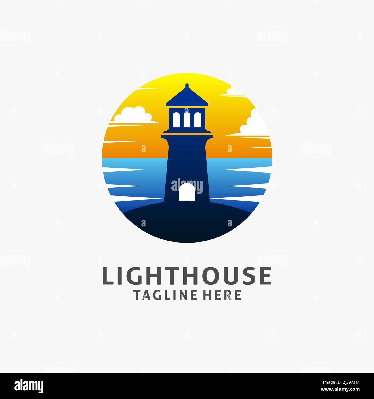 Logo Lighthouse a forma di cerchio Illustrazione Vettoriale