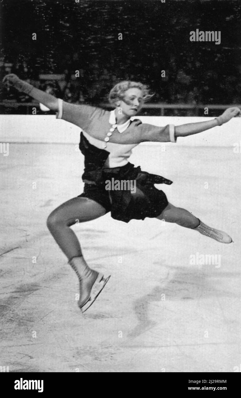 Pattinaggio su ghiaccio, donne, vera Hruba (Cecoslovacchia), un talento molto giovane della generazione up-and-coming, con un bel salto Foto Stock