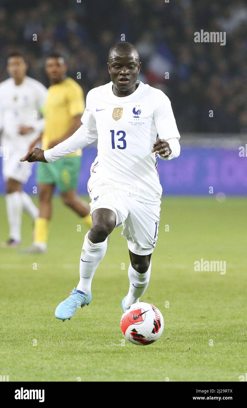 N'Golo Kante di Francia durante la partita di calcio internazionale amichevole tra Francia e Sud Africa il 29 marzo 2022 allo Stade Pierre Mauroy a Villeneuve-d'Ascq vicino Lille, Francia - Foto: Jean Catuffe/DPPI/LiveMedia Foto Stock