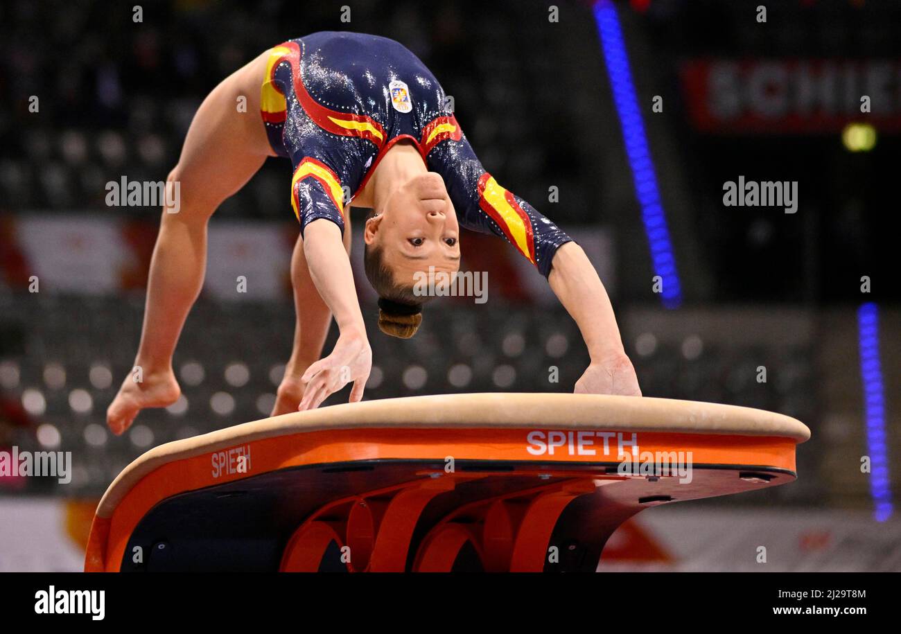 Laia FONT (ESP), Ginnastica, DTB Cup, Porsche Arena, Stoccarda, Baden-Wuerttemberg, Germania Foto Stock