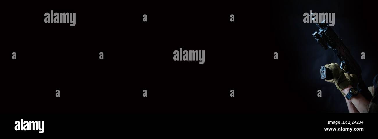 Ritratto di un soldato delle forze speciali. Il concetto di unità militari. Foto Stock