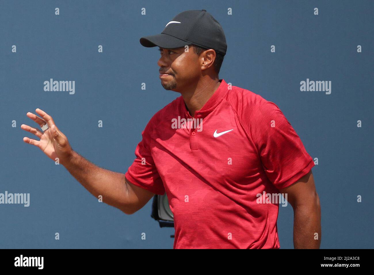 Foto d'archivio del 22-07-2018 di Tiger Woods. Tiger Woods ha vinto il suo primo grande titolo nei 1997 Masters, superando un incubo che inizia a tempesta per una vittoria record di 12 colpi. Data di emissione: Giovedì 31 marzo 2022. Foto Stock