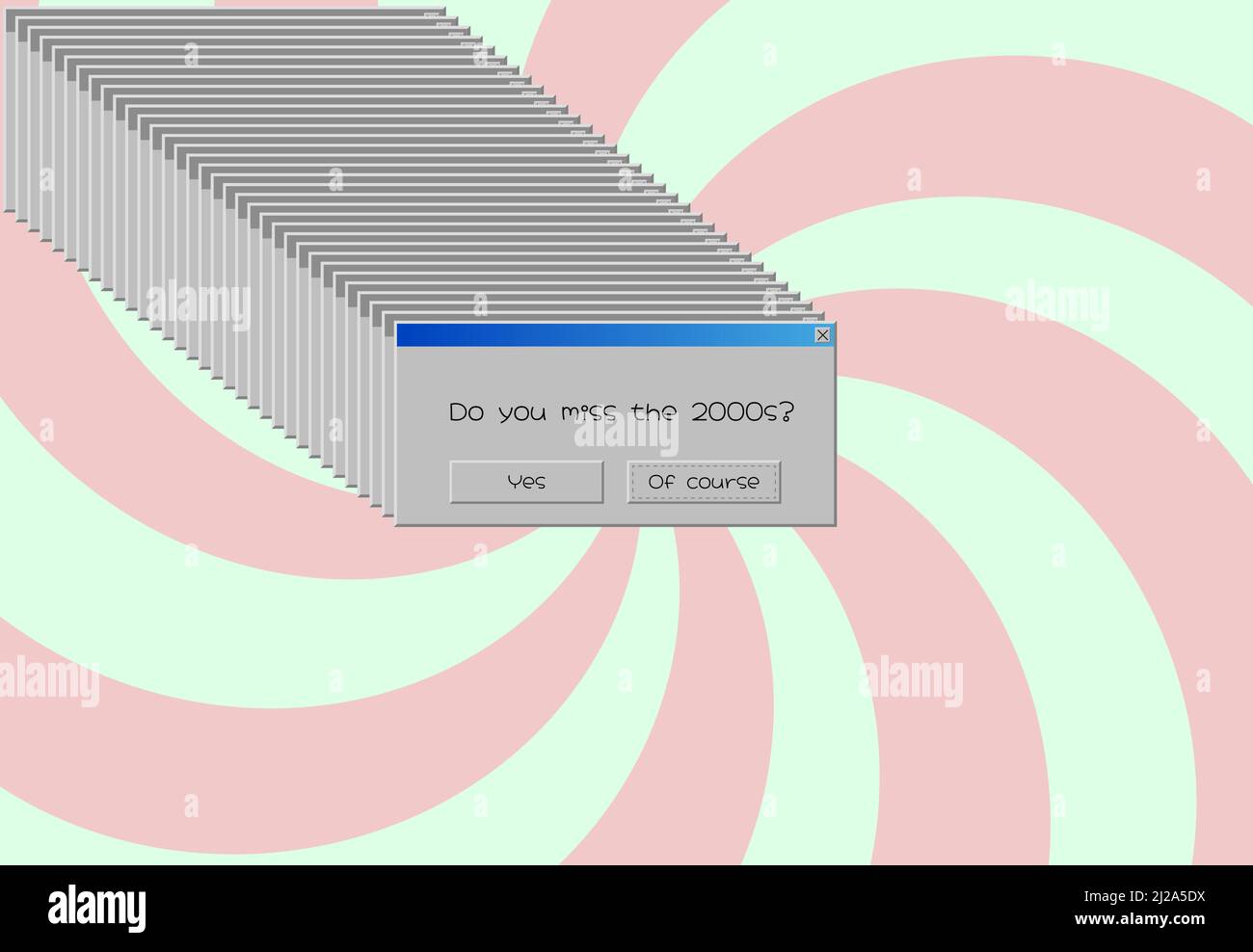 2000s concetto di nostalgia. Interfaccia PC retro 00s. Messaggio di sistema di Windows. Messaggio di errore vettore del sistema operativo del computer. Testo non si perde il 2000s Illustrazione Vettoriale