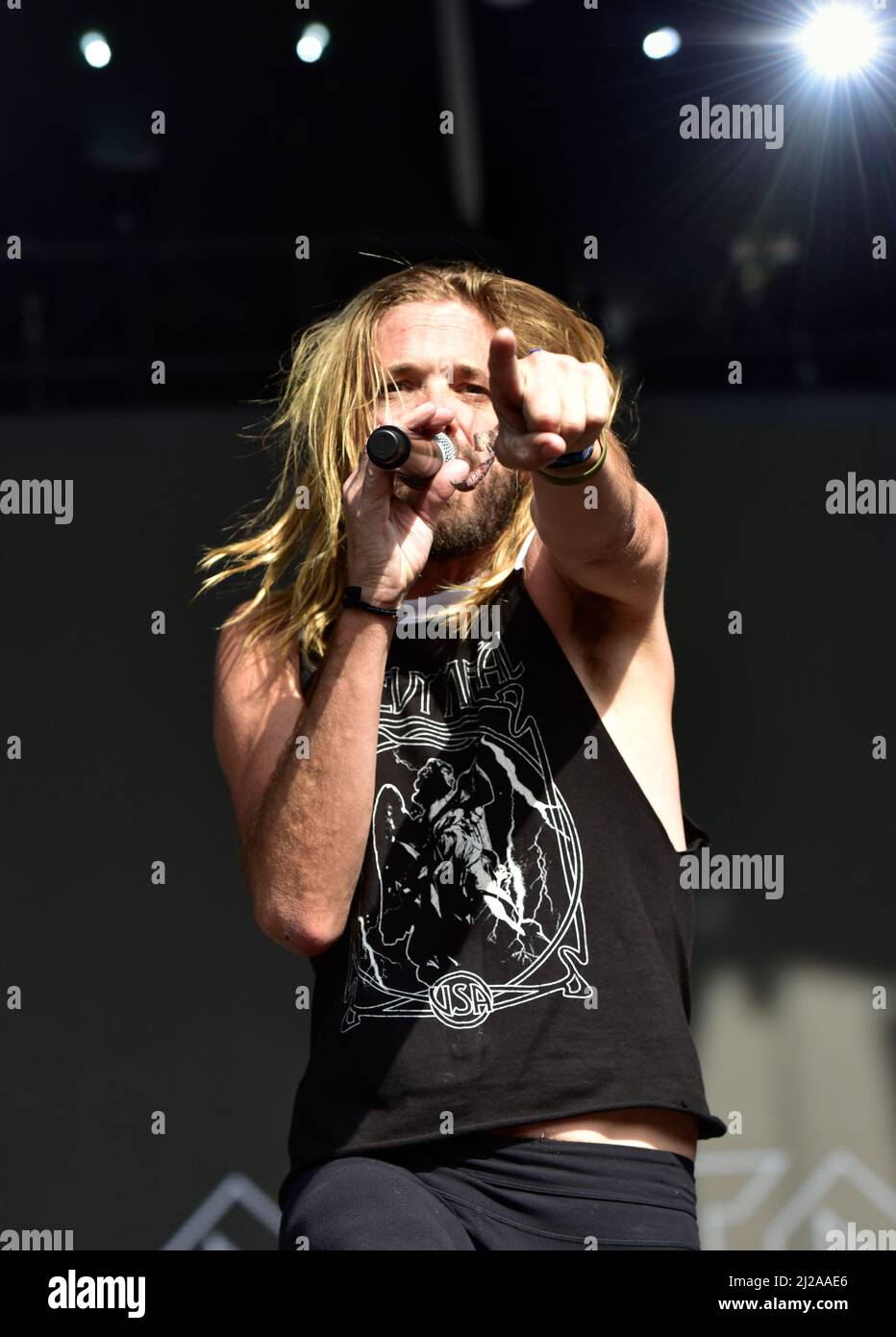 Taylor Hawkins sul palco al BottleRock 2019 a Napa, California Foto Stock