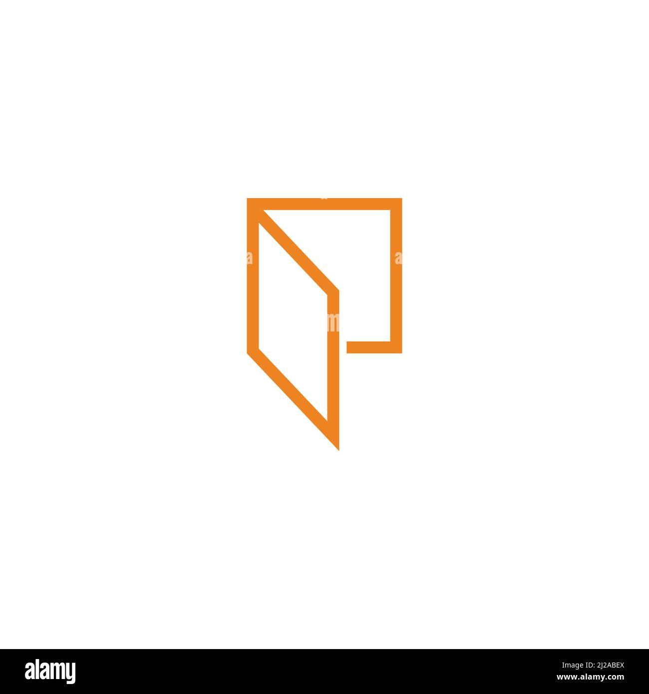 lettera p finestra aperta forma semplice geometrico logo vettore Illustrazione Vettoriale