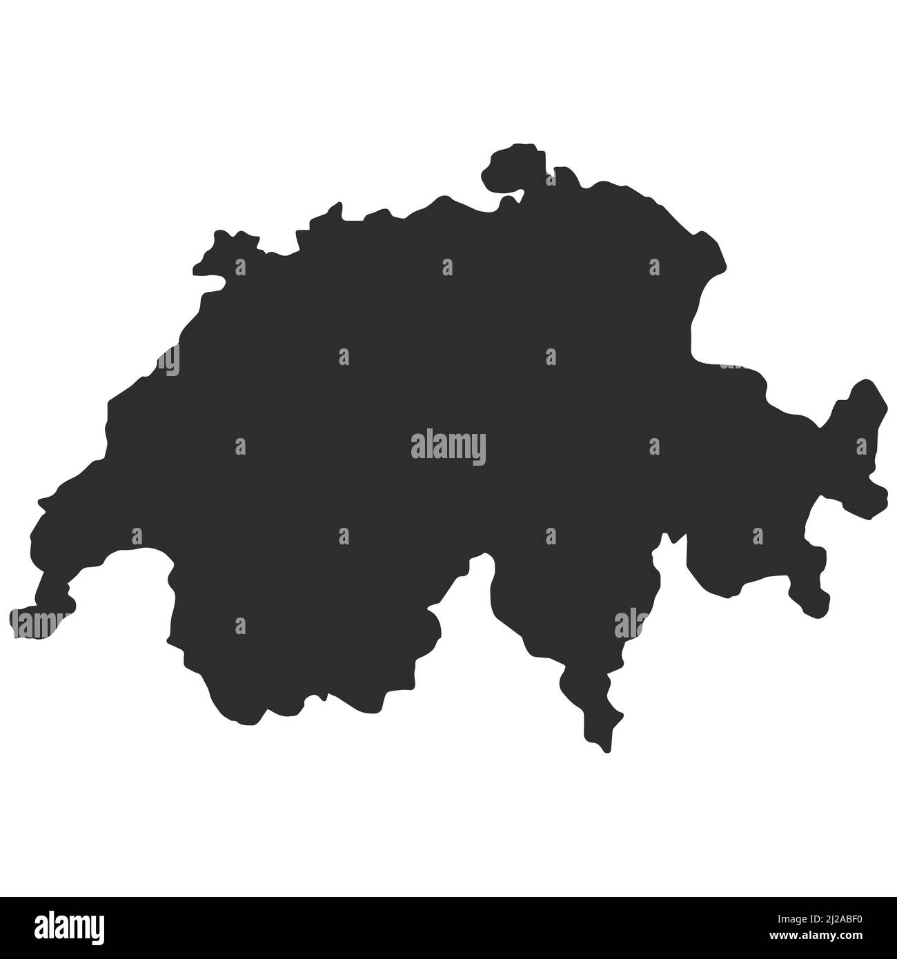 Svizzera contorno paese scuro silhouette mappa, confini nazionali, paese forma Illustrazione Vettoriale