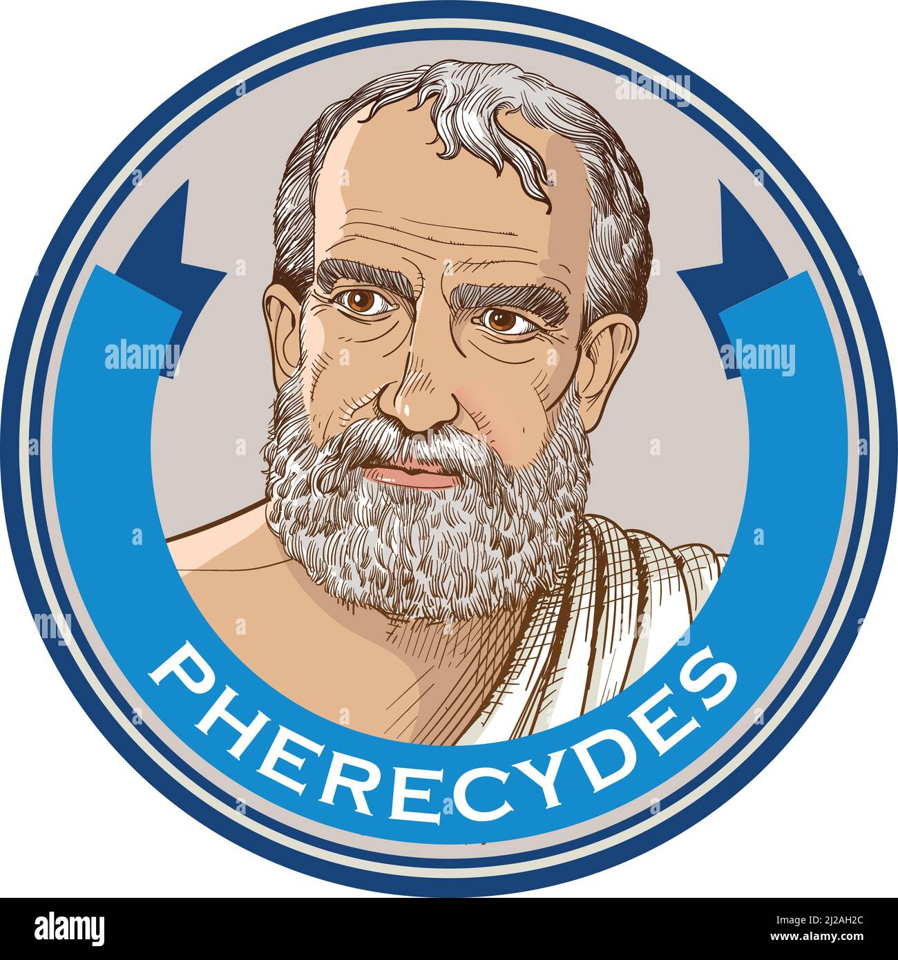 Ritratto di Pherecydes. Filosofo greco antico Illustrazione Vettoriale