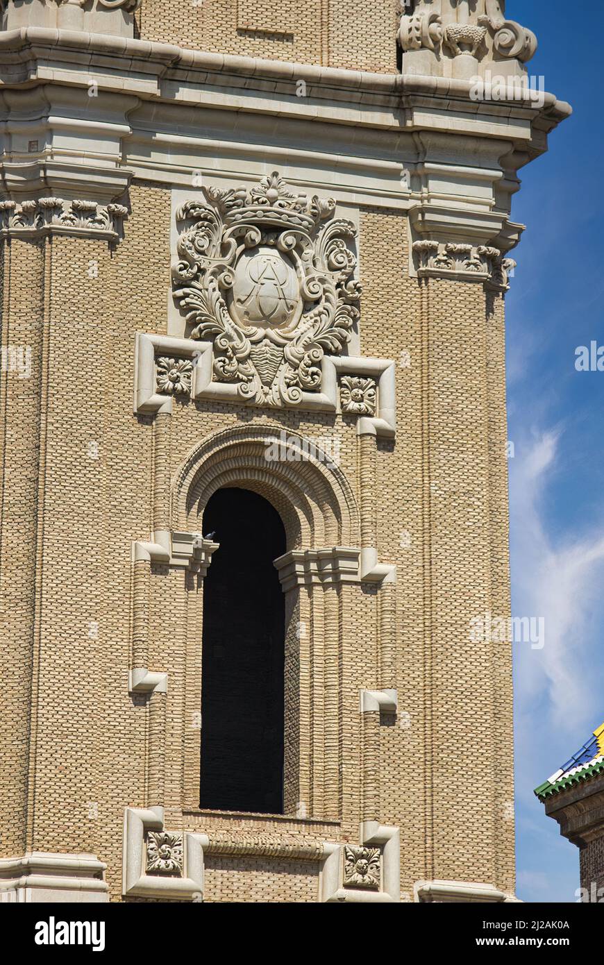 Dettagli architettonici della famosa Basilica di Nuestra Señora del Pilar, (Basilica Cattedrale di nostra Signora del pilastro) Saragozza, Spagna, Aragona Foto Stock