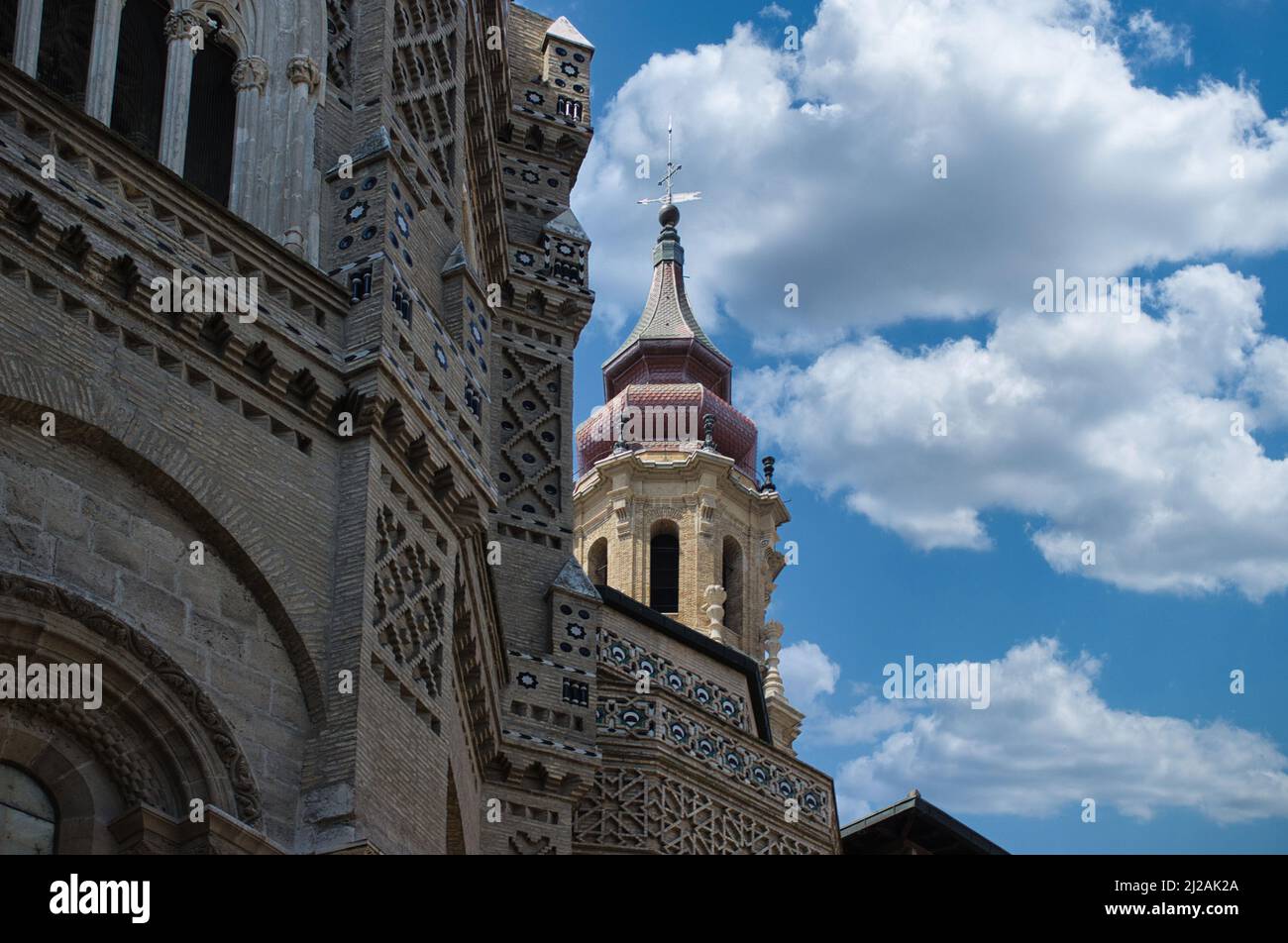 Dettagli architettonici della famosa Basilica di Nuestra Señora del Pilar, (Basilica Cattedrale di nostra Signora del pilastro) Saragozza, Spagna, Aragona Foto Stock