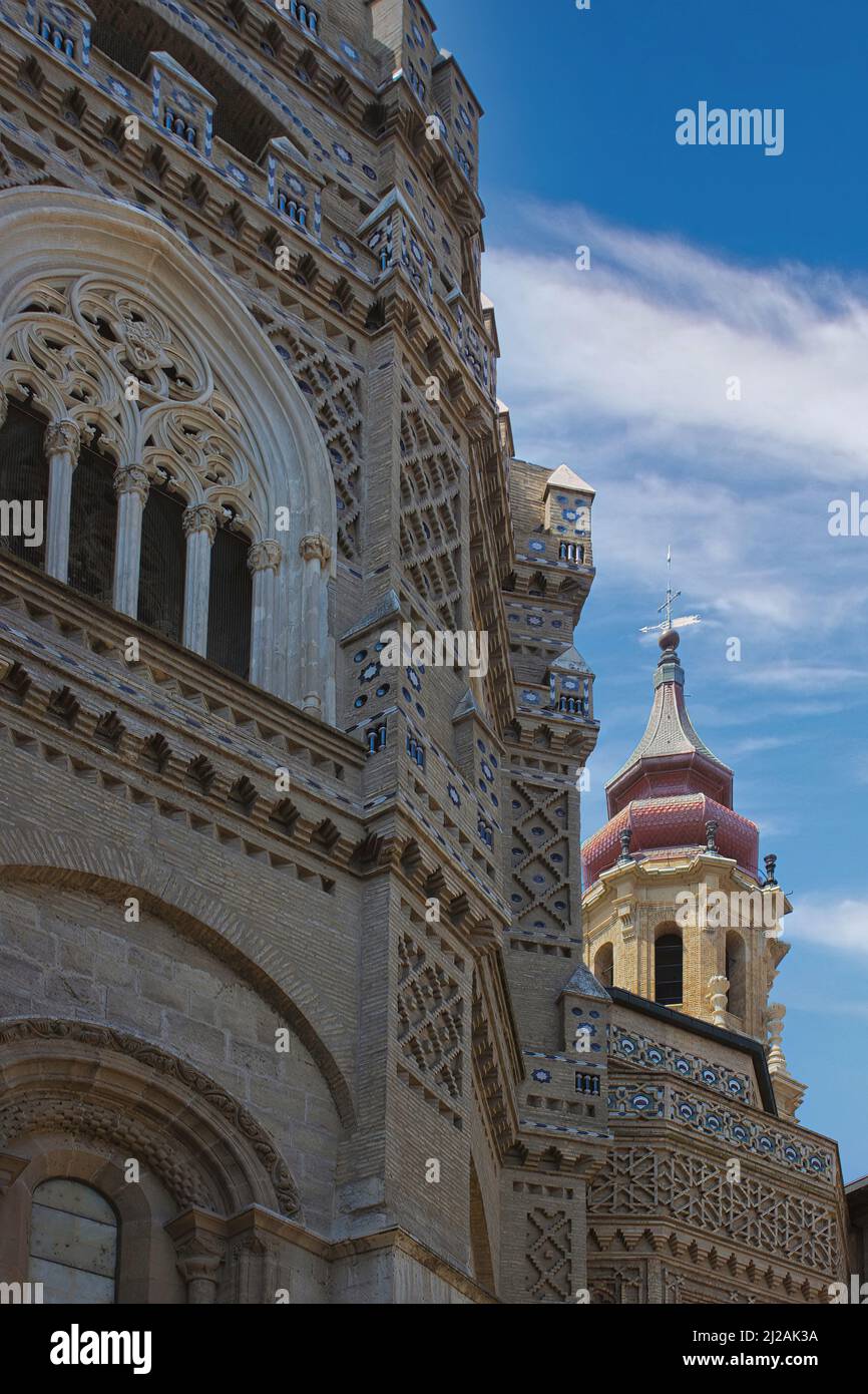 Dettagli architettonici della famosa Basilica di Nuestra Señora del Pilar, (Basilica Cattedrale di nostra Signora del pilastro) Saragozza, Spagna, Aragona Foto Stock