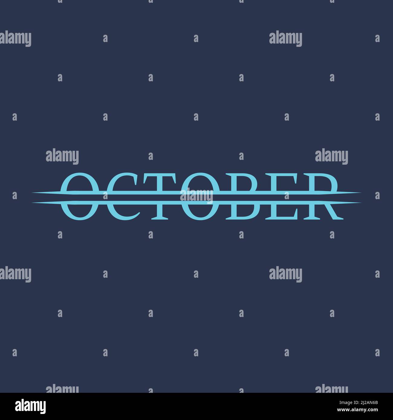 Nome del mese di ottobre. Illustrazione vettoriale per poster, cartellino, calendario, logo mensile, diario puntato, organizzatore mensile. Concetto di ottobre pubblicità Illustrazione Vettoriale