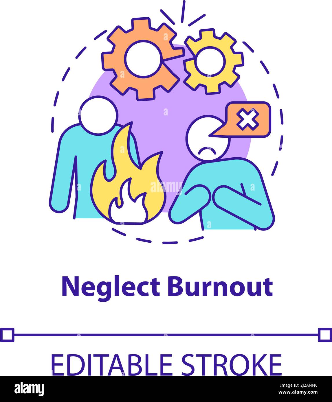 Trascurare l'icona del concetto di burnout Illustrazione Vettoriale