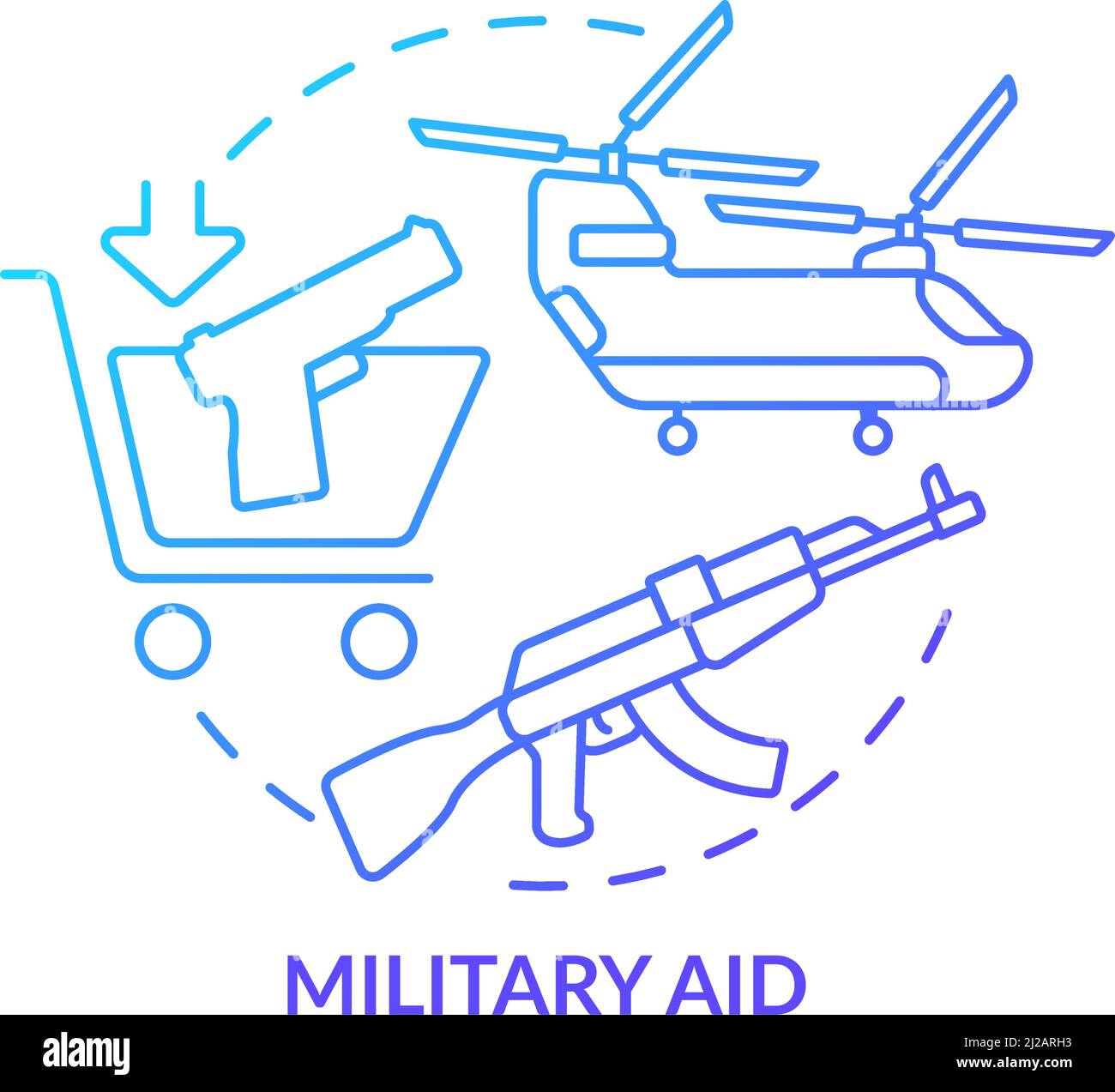 Icona del concetto di gradiente blu dell'aiuto militare Illustrazione Vettoriale