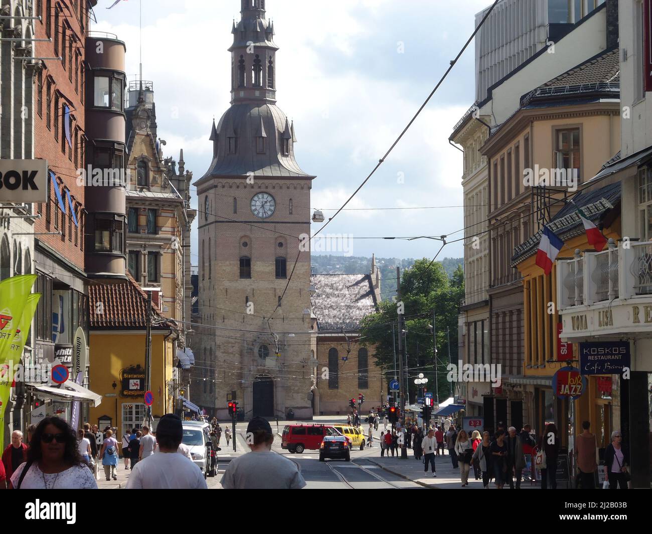 Torre dell'Orologio della Cattedrale di Oslo, Norvegia Foto Stock