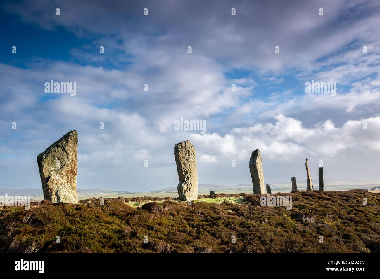 L'anello di cerchio di pietra neolitica di Brodgar, Orkney, Regno Unito Foto Stock