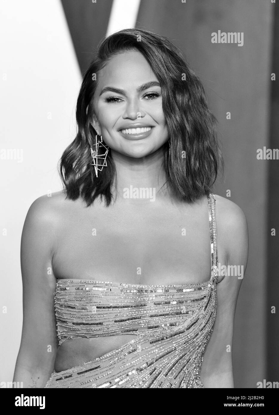 27th marzo 2022, Los Angeles, USA. Chrissy Teigen partecipa al Vanity Fair Oscar Party 2022, Walis Annenberg Center for the Performing Arts, Los An Foto Stock