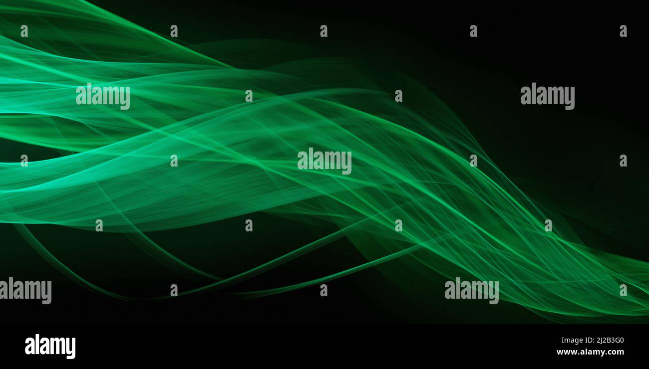 Fantasy Line Waves Soft Verde scuro colori Trend astratto sfondo Foto Stock
