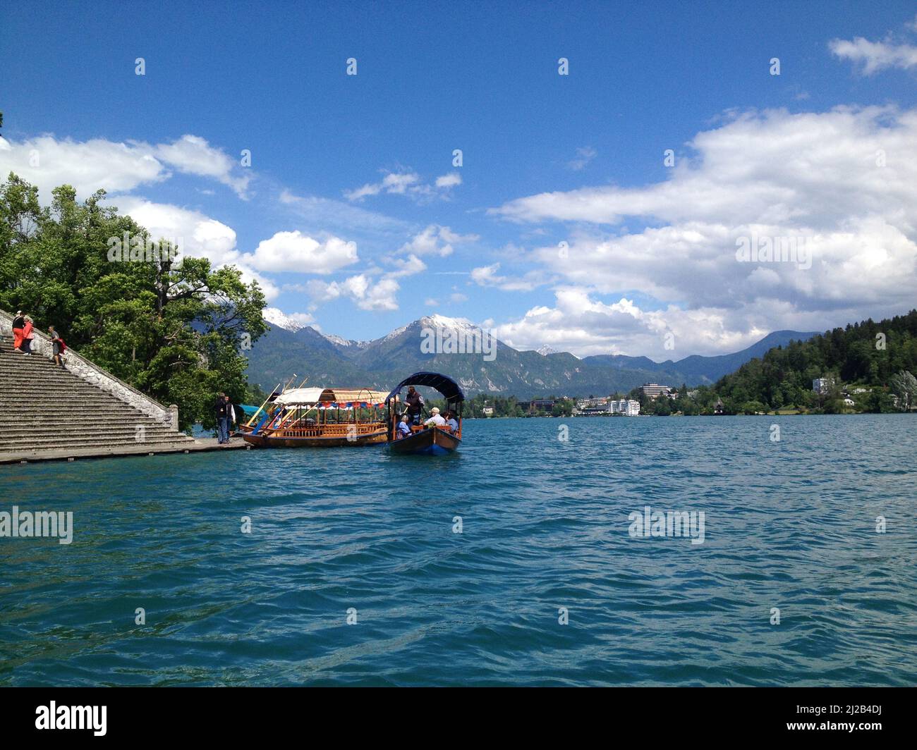 Luogo romantico come il lago di Bled in Slovenia Foto Stock