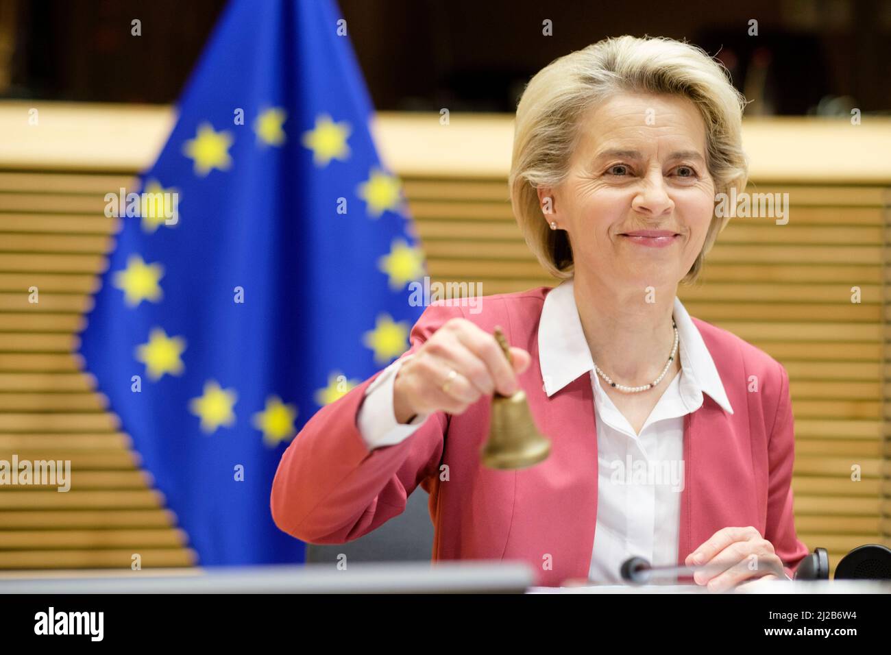 Bruxelles, Commissione europea, riunione settimanale del Collegio dei Commissari il 1 dicembre 2021. Ursula von der Leyen, presidente dell'OCM europea Foto Stock