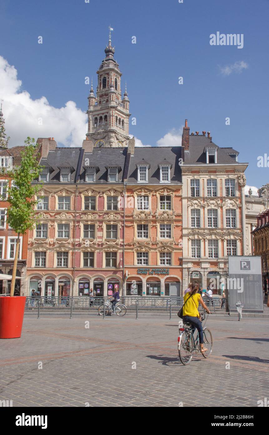 Lille Agosto 2018: Il centro storico di Lille Foto Stock