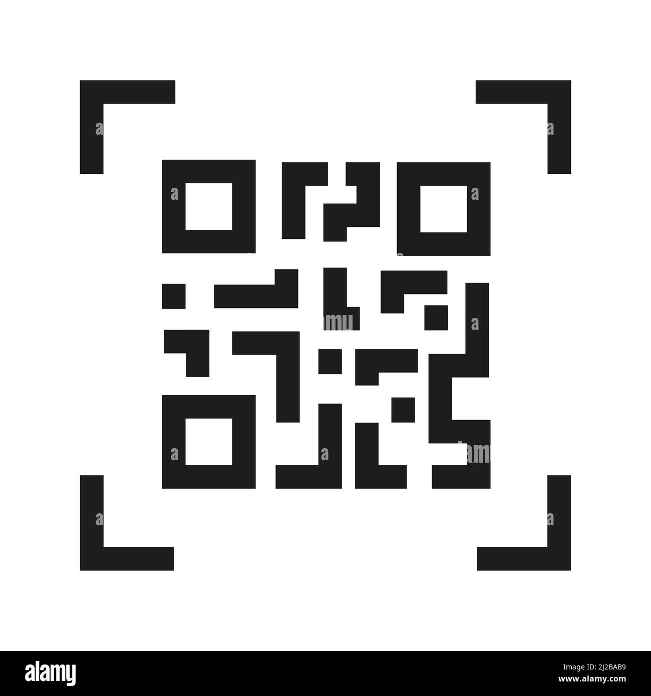 Icona del simbolo del codice QR in stile contorno su sfondo bianco Illustrazione Vettoriale